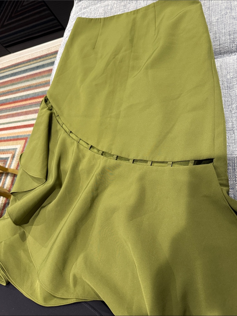 Finders - Olive A-Line Skirt with Ladder Trim